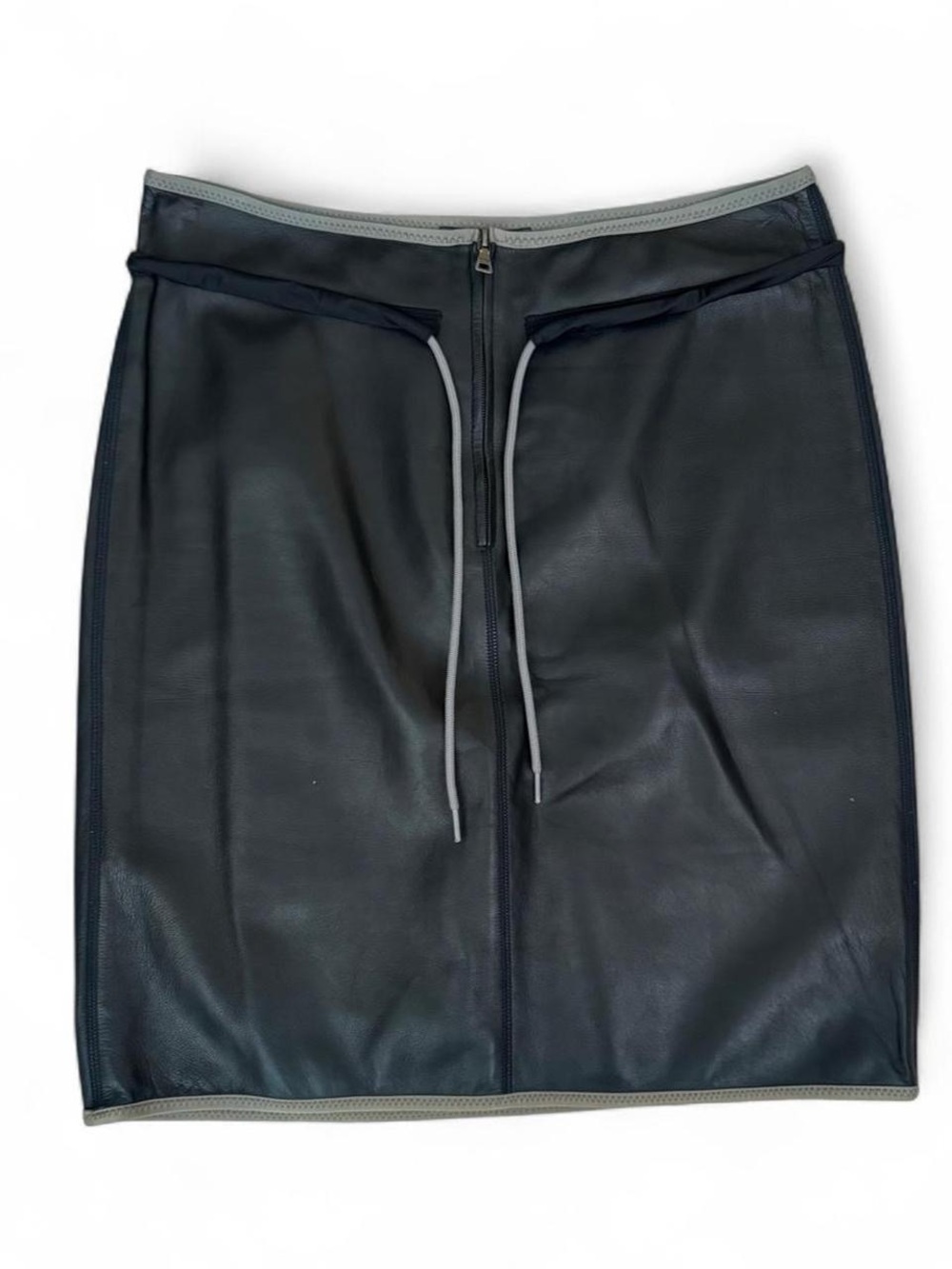 Prada navy leather skirt